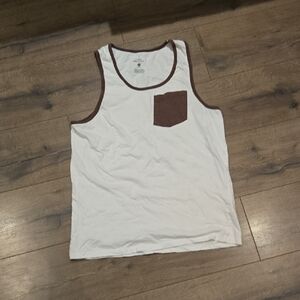 Urban Heritage White Tank Top with Dark Brown Accents